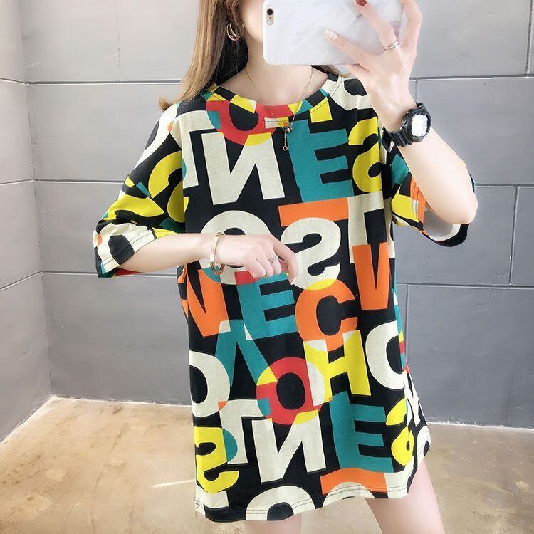 売り切れ必至 カラーマッチング 個性派 プリント全2色 半袖Tシャツ カットソー ＜S-8556＞