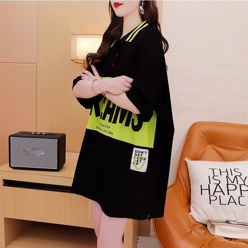 ゆったり感アップ 切り替え カジュアル プリント Tシャツ カットソー＜S-3506＞