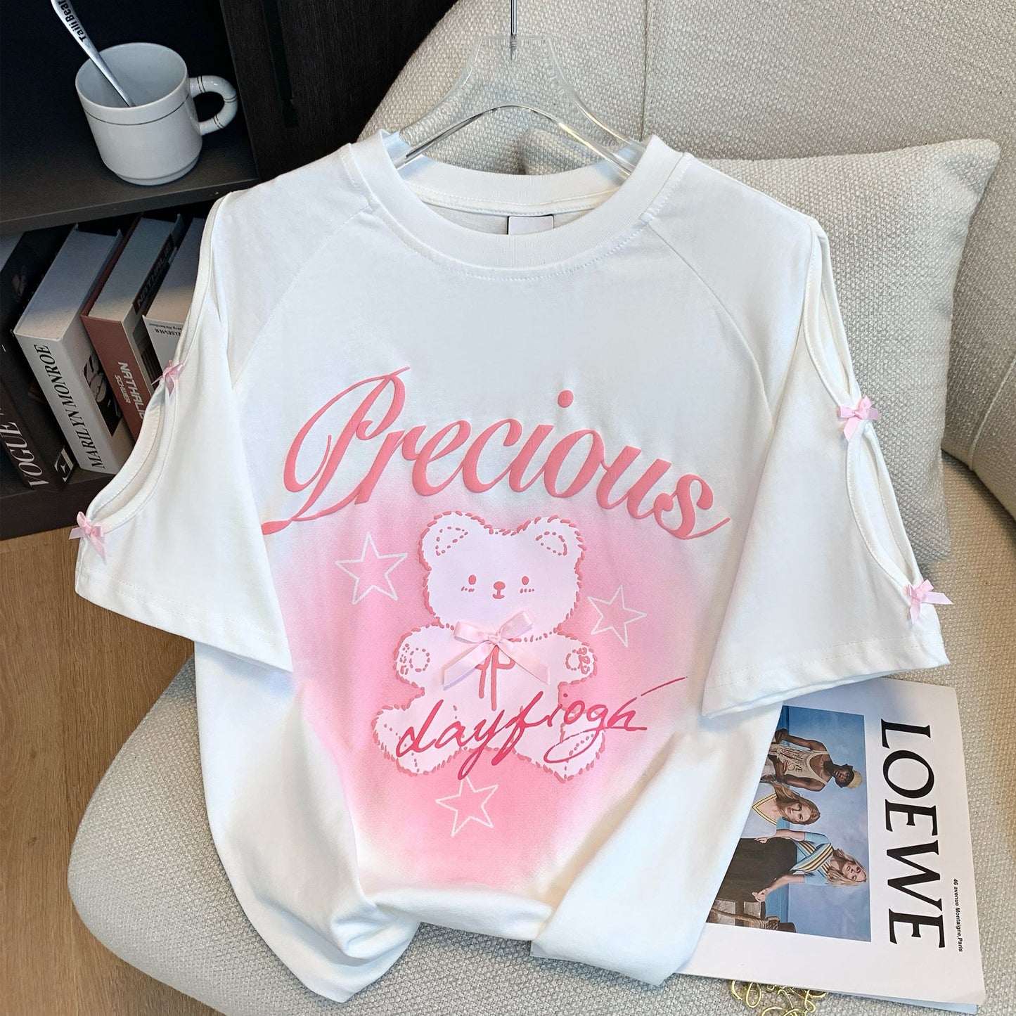 着回し力抜群 レース スウィートプリント 全2色 半袖Tシャツ ＜S-8711＞
