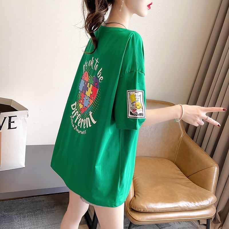 デザイン感 切り替え チャーミング プリント Tシャツ カットソー＜S-3409＞
