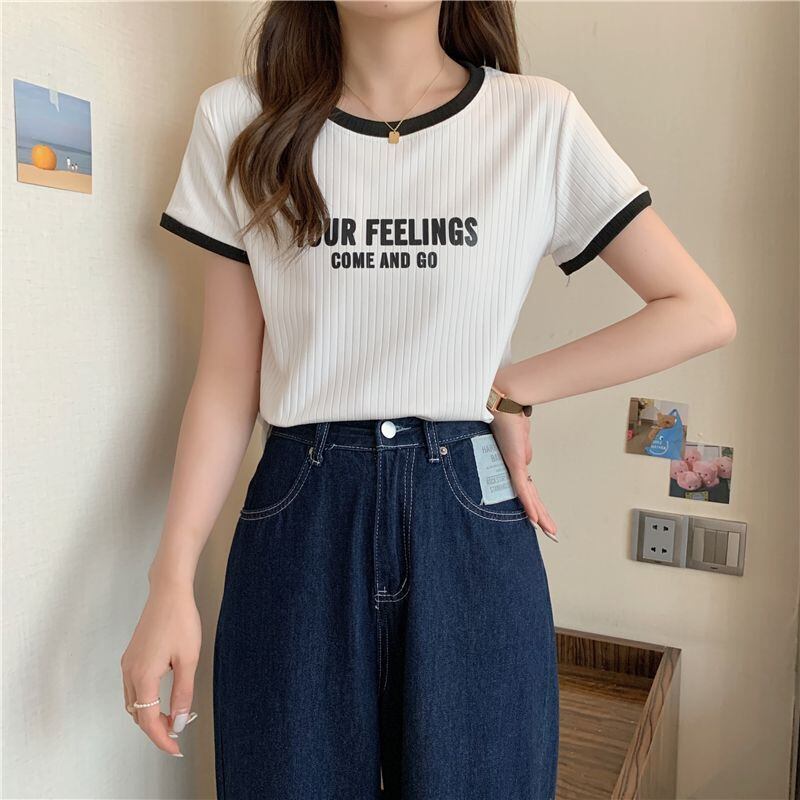 ゆったり感アップ アルファベット ファッション Tシャツ カットソー＜S-3077＞