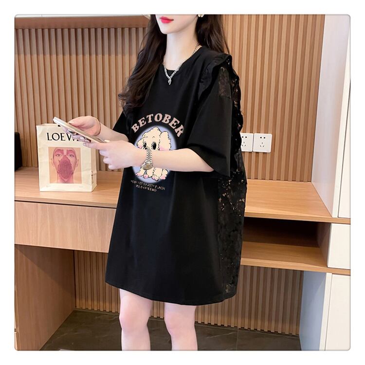 今季マストバイ レース 可 透かし彫り 切り替え 2色選択 Tシャツ カットソー＜S-8493＞