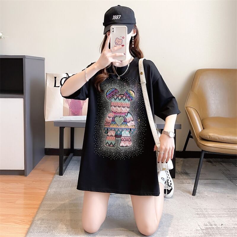 【半額！期間限定！！】絶対流行 ホットダイヤモンド カジュアル プリント全2色 半袖Tシャツ カットソー ＜S-8564＞