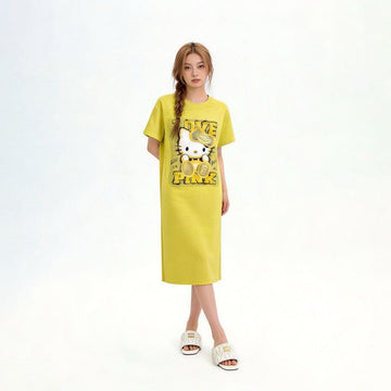 新作 シンプル プリント Tシャツ ワンピース <S-13176>