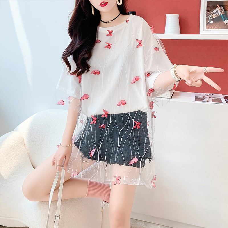 今季大好評 チュール 好感度満載 切り替え Tシャツ カットソー＜S-3190＞