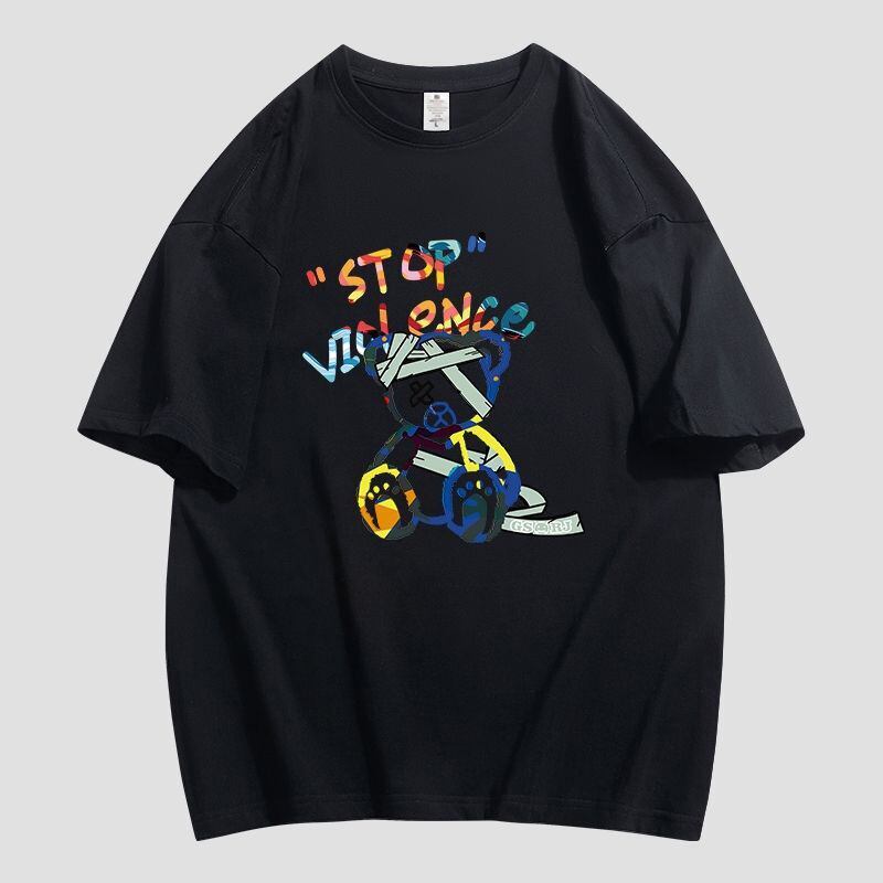 スタイルアップ カジュアル おしゃれ度高め プリント全5色 半袖Tシャツ<S-9437>