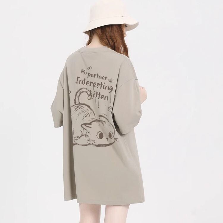 おすすめ 感満々 柔らかくて優しい印象 タイルアップ プリント 4色選択 半袖Tシャツ＜S-9317＞