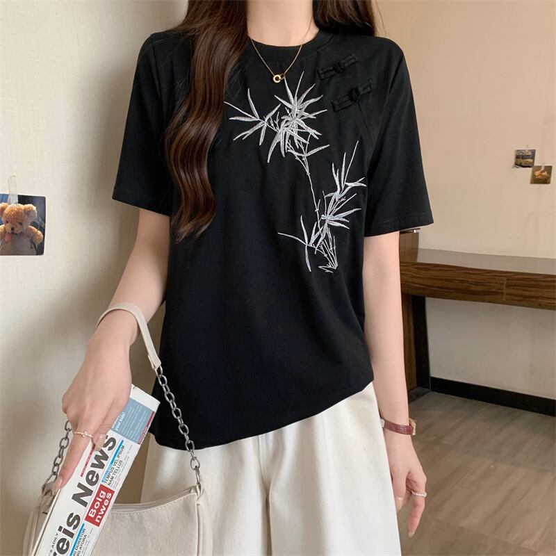 おすすめ 海外トレンド カジュアル モーダル 刺繍 半袖Tシャツ＜S-8476＞