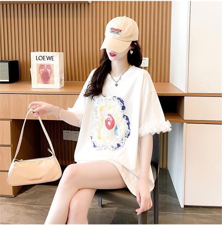 デザインセンスレースステッチTシャツ半袖新しいスタイル<S-2932>