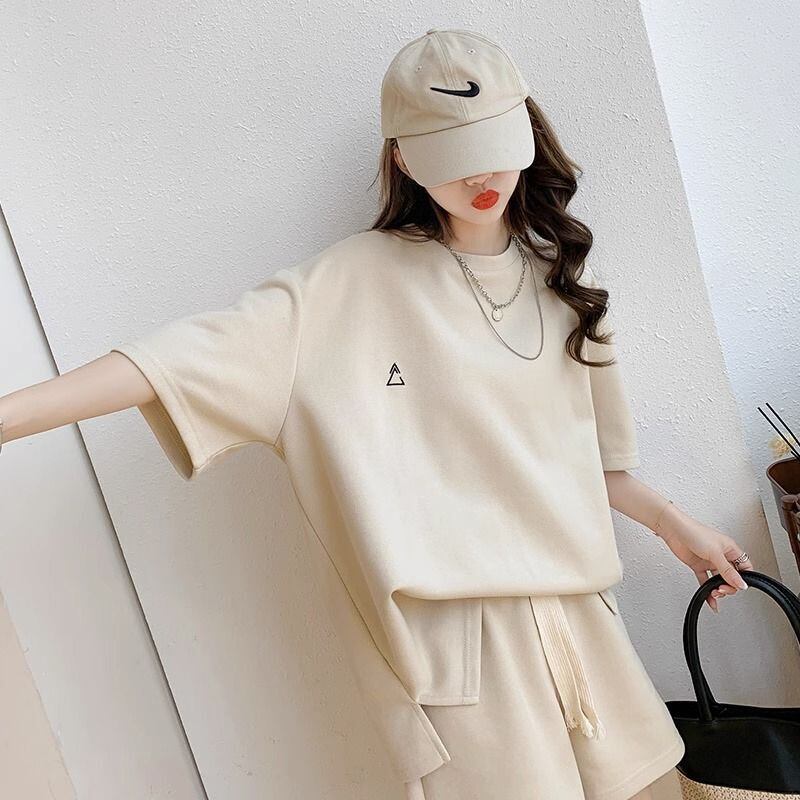 定番シンプル ?感?佳 夏に嬉しい機能付き カジュアル 全4色 半袖トップスⅹショートパンツセット<S-9079>
