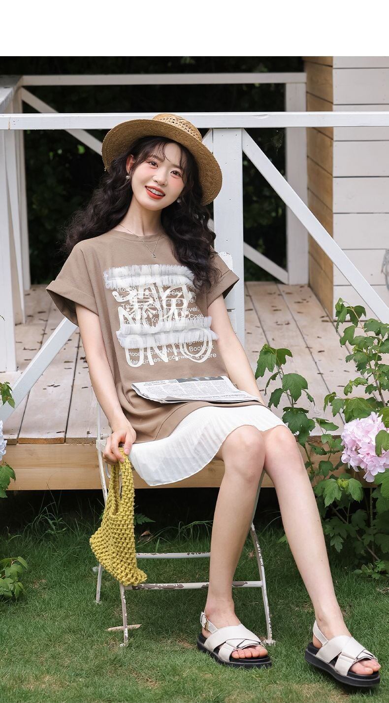 【半額！期間限定！！】大好評 スウィート 大人可愛い プリント レイヤード風 ワンピース<S-8683>