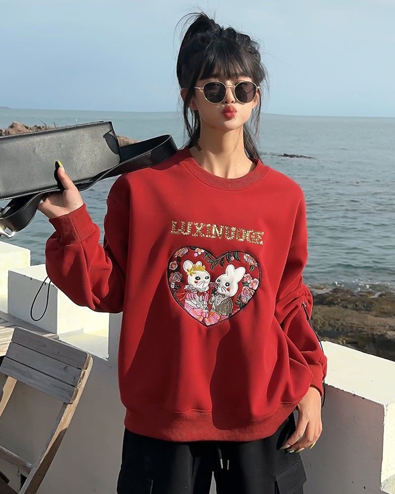 【裏起毛】超人気商品可愛いウサギちゃんロゴスウェット全6色<S-4598>