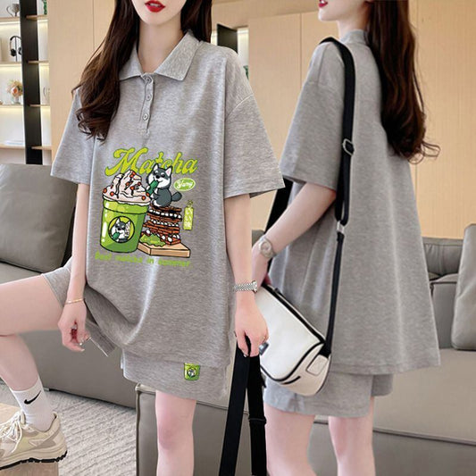 超人気 プリント カジュアル 半袖Ｔシャツⅹパンツセット全3色 <S-8528>