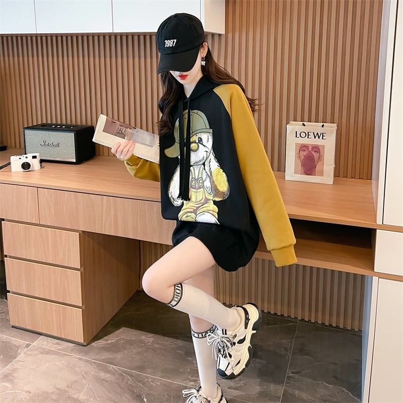 韓国系グラフィックプリントパーカー二色あり＜S-4083＞