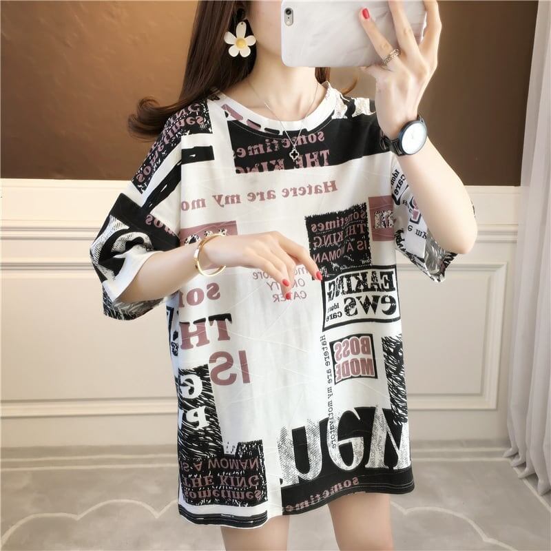 カジュアル ラウンドネック オシャレ度満点 プリント Tシャツ カットソー＜S-2947＞