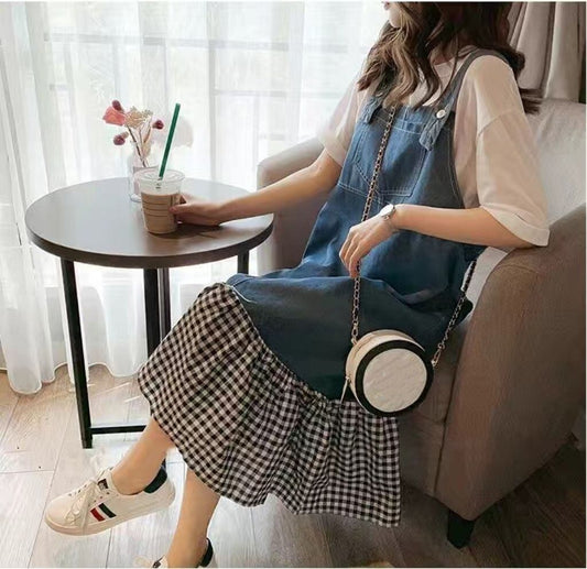 話題沸騰中 切り替え オシャレ度満点 半袖Ｔシャツ＋ワンピース セットアップ＜S-8322＞