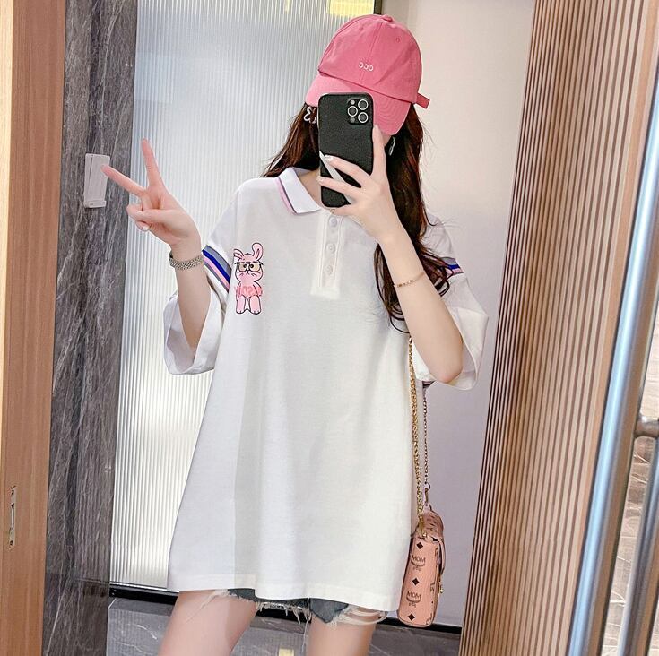 超人気 カジュアル 着回し力抜群 切り替え レース プリント全2色 半袖Tシャツ<S-9039>