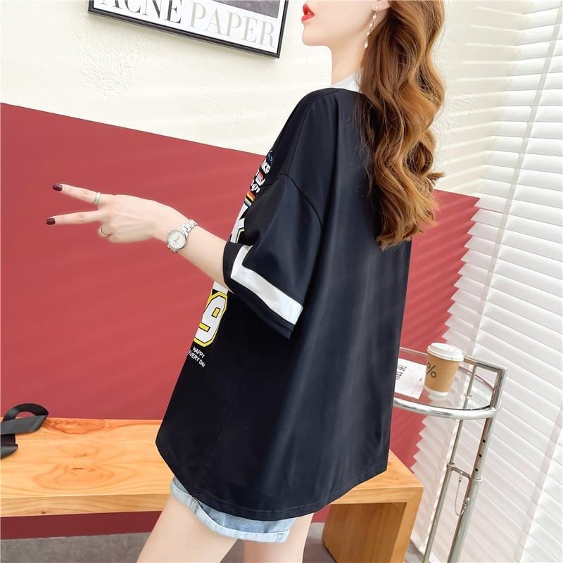 着心地抜群 切り替え 女性力を高める プリント Tシャツ カットソー＜S-3524＞