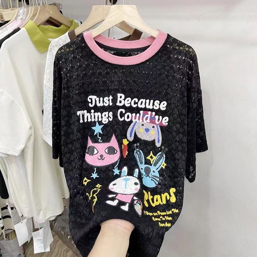 【半額！期間限定！！】新商品 キュート 超人気 プリント 2色半袖Tシャツ＜S-8520＞