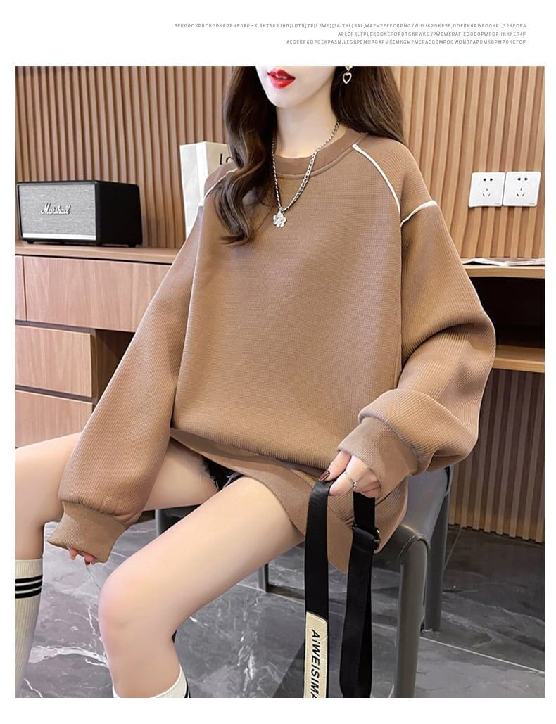 定番シンプル  ワッフル スウェット三色ありトップス＜S-4152＞