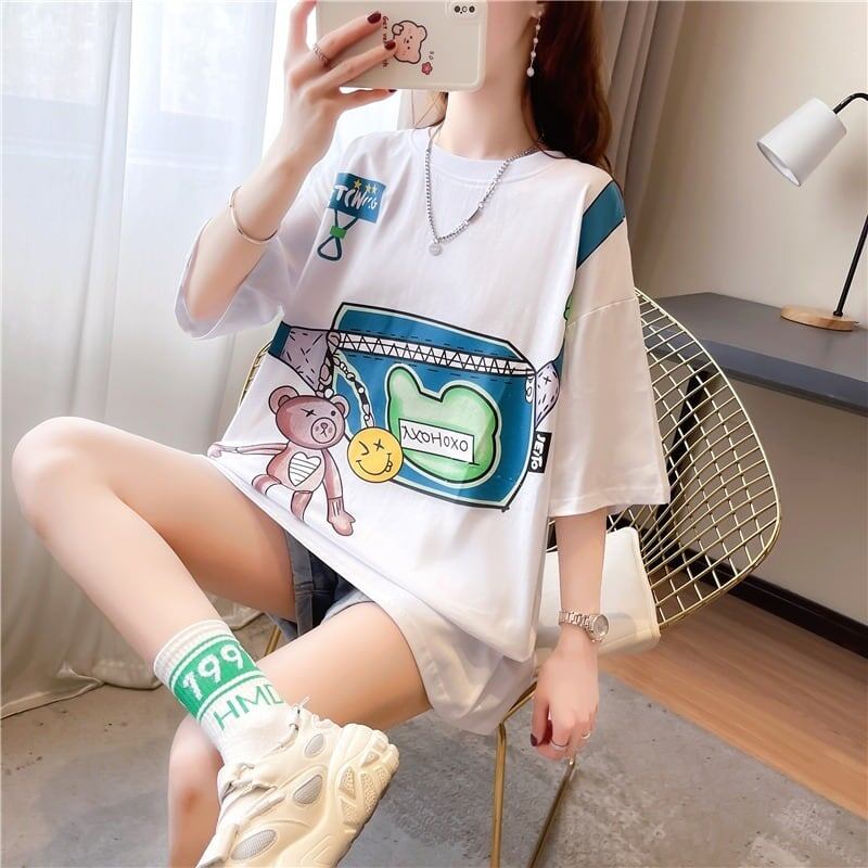 個性的なデザイン 3色選択可 一目惚れ プリント Tシャツ カットソー＜S-3062＞