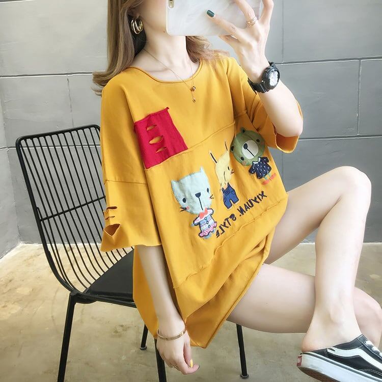 絶対欲しい ダメージ加工 個性派 ゆったり 半袖Tシャツ 全3色 ＜S-4949＞