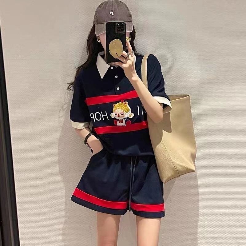 数量限定 プリント切り替え カジュアル 半袖Ｔシャツⅹパンツセット全2色 <S-8665>