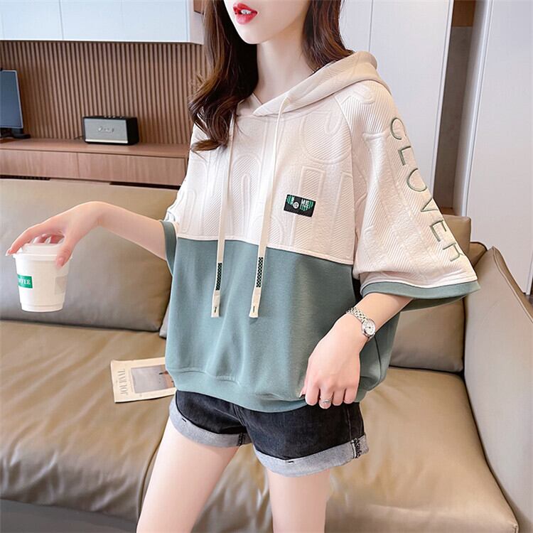 高級感 帽子付き 半袖 Tシャツ スウェット ＜S-8640＞