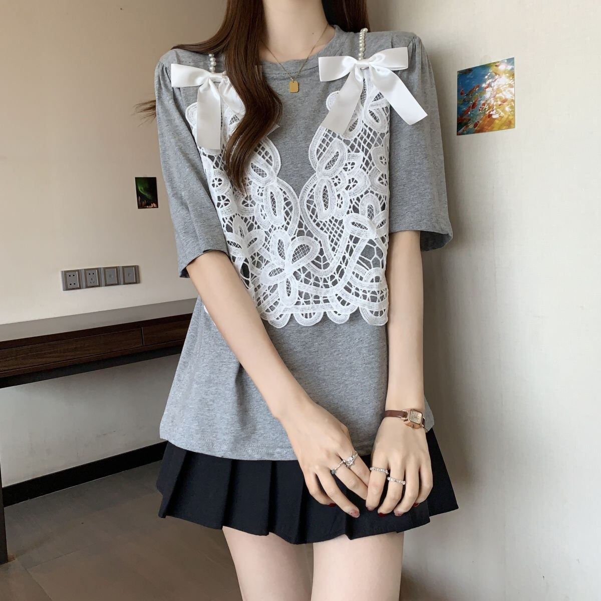 ファッション感満々 ロング丈 ゆったり 2色半袖Tシャツ＜S-10995＞