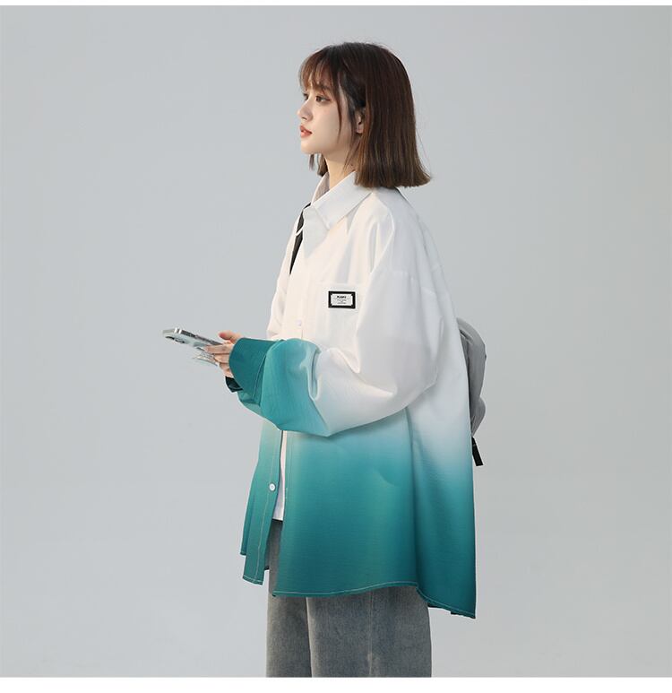 早い者勝ち 質感のいい グラデーション ゆったり 4色展開 シャツ  <S-12990>