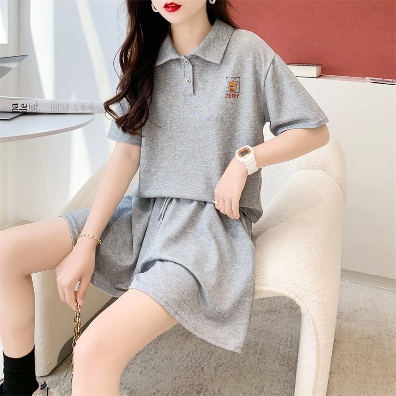 カジュアル 切り替え オシャレ度満点 Tシャツ＋ショートパンツ セットアップ＜S-3613＞