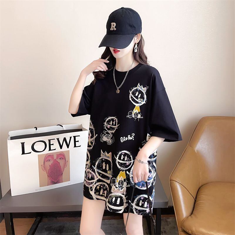 新商品 大人可愛い 大活躍 カジュアル キュートプリント 全2色 半袖Tシャツ＜S-8595＞