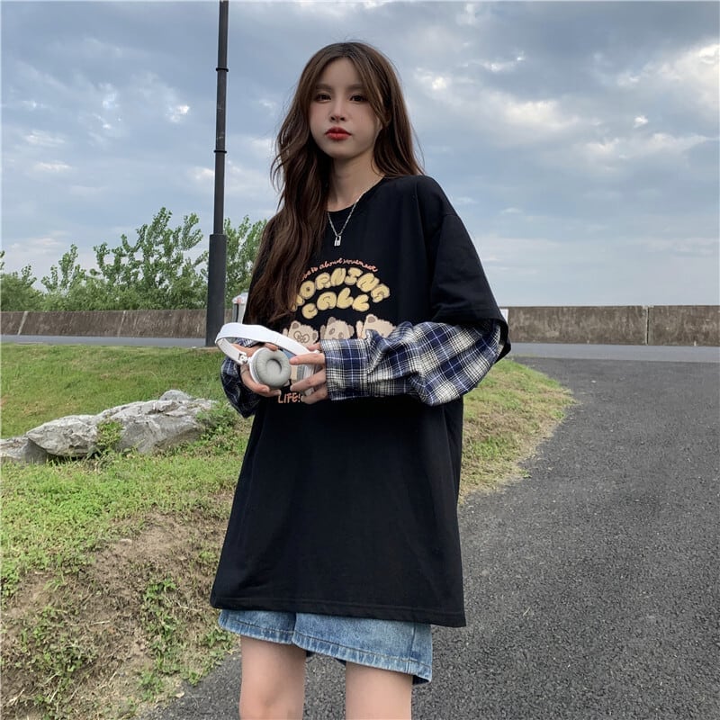 オシャレ度満点 ラウンドネック 個性的なデザイン カートゥーンプリント Tシャツ＜S-2257＞
