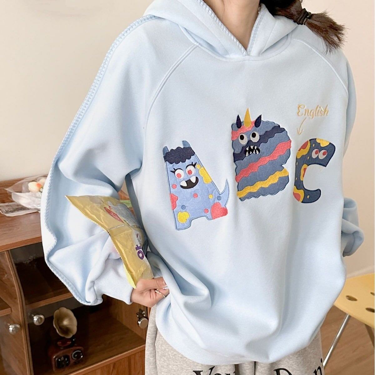 大人可愛い ゆったり 刺?ロゴ パーカ 全4色トップス＜S-4811＞
