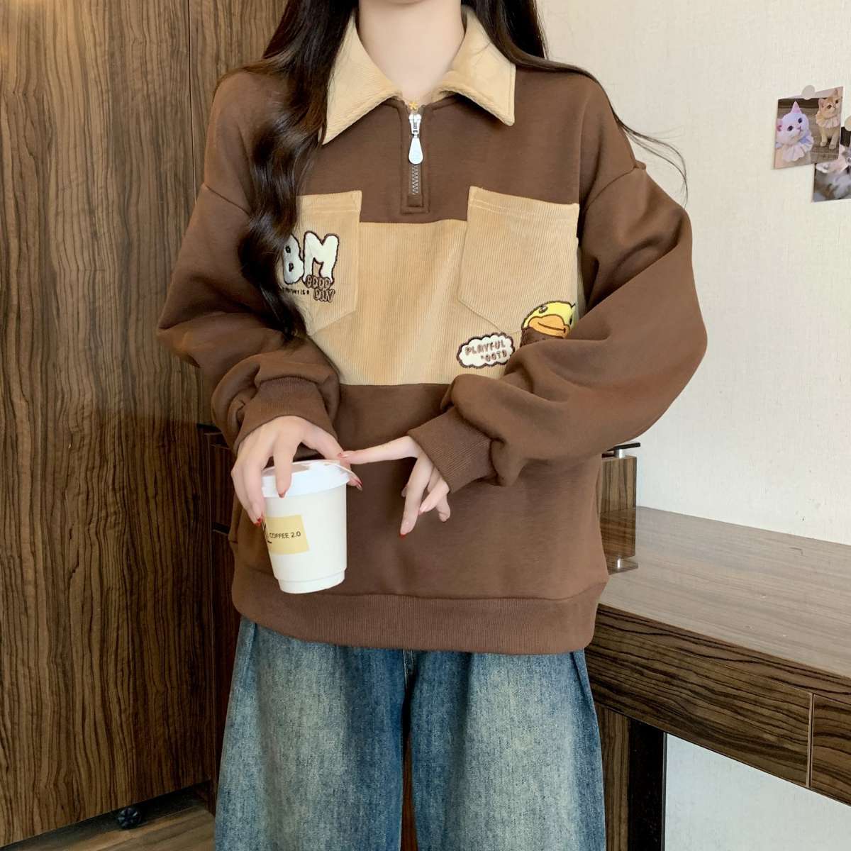 好感度UP オシャレデザイン 都市ファッショ スウェット<S-10328>