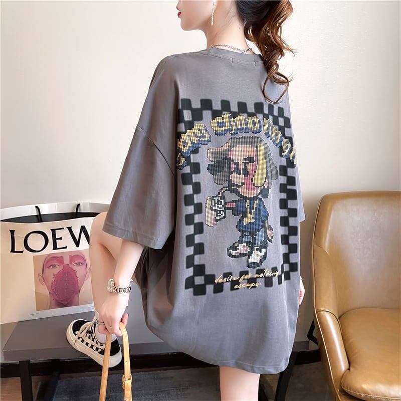 ゆったり感アップ 切り替え オシャレ度満点 プリント Tシャツ カットソー＜S-3478＞