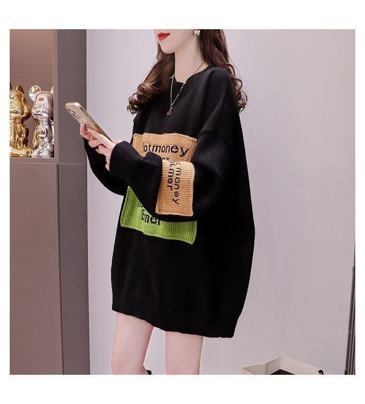 大人の定番英字ロゴニットセーター厚手全2色＜S-4520＞