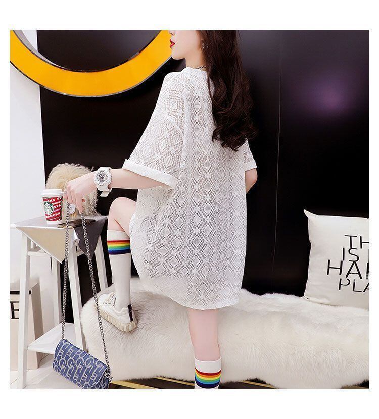 【半額！期間限定！！】新商品 切り替え 一目惚れ 透かし彫り プリント Tシャツ カットソー＜S-8523＞