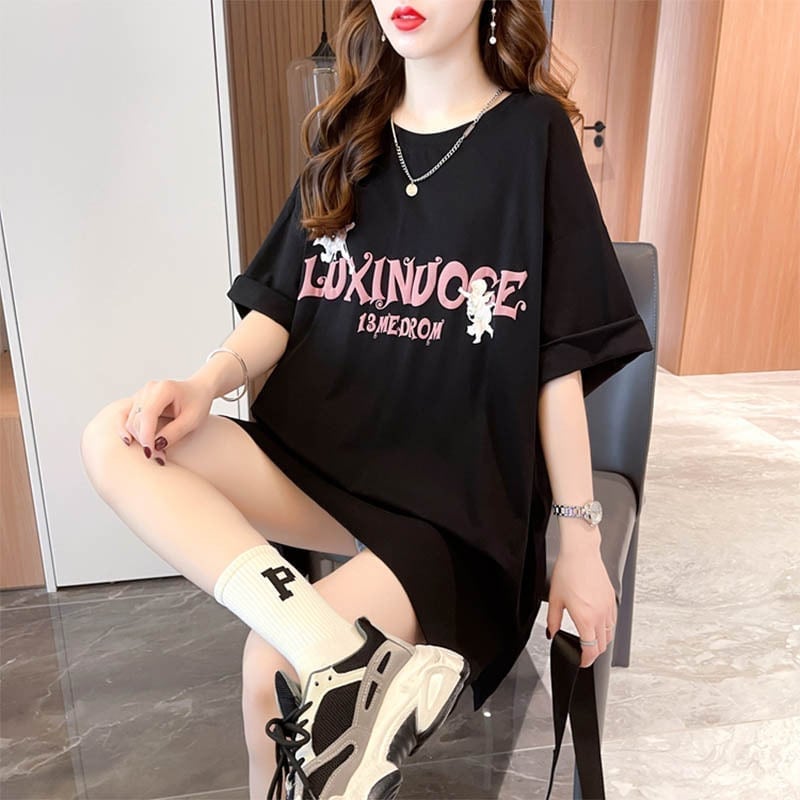 スタイリッシュ 切り替え 一目惚れ プリント Tシャツ カットソー＜S-3619＞