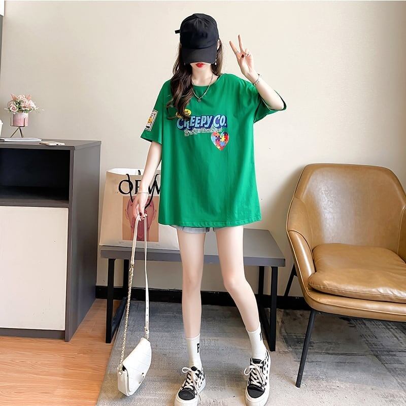 デザイン感 切り替え チャーミング プリント Tシャツ カットソー＜S-3409＞