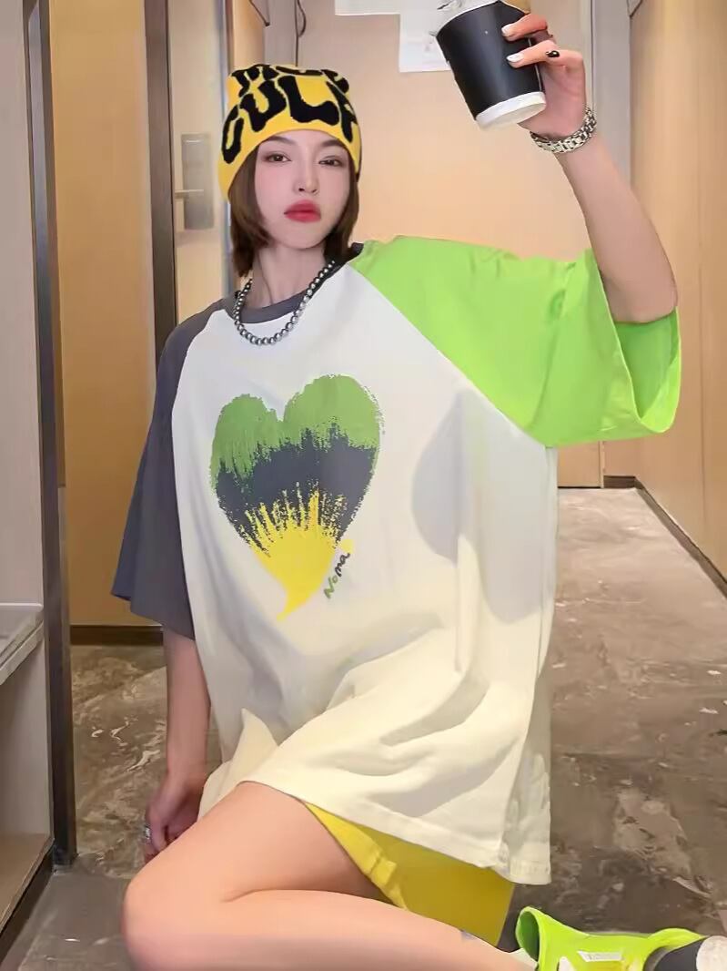 絶対欲しい プリント ロゴ カラーマッチング ゆったり 3色半袖Tシャツ＜S-8383＞
