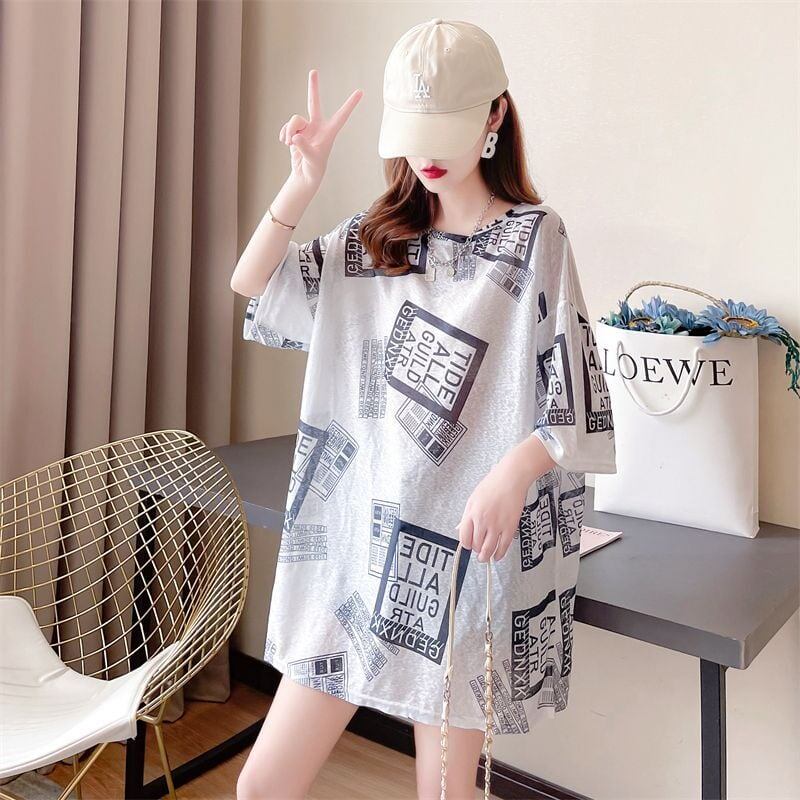 【半額！期間限定！！】美人度アップ プリント カジュアル ゆったり 半袖Tシャツ＜S-8490＞