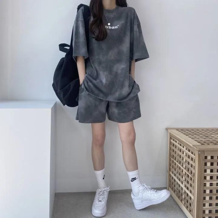 売り切れ必至 絞り染め カジュアル モーダル 半袖Ｔシャツⅹパンツセット全4色 <S-8681>