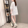 イントレンディなメッシュフェイクツーピースバタフライTシャツルーズトップ<S-2858>