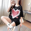 個性的なデザイン 切り替え 今季大好評 プリント Tシャツ カットソー＜S-3410＞