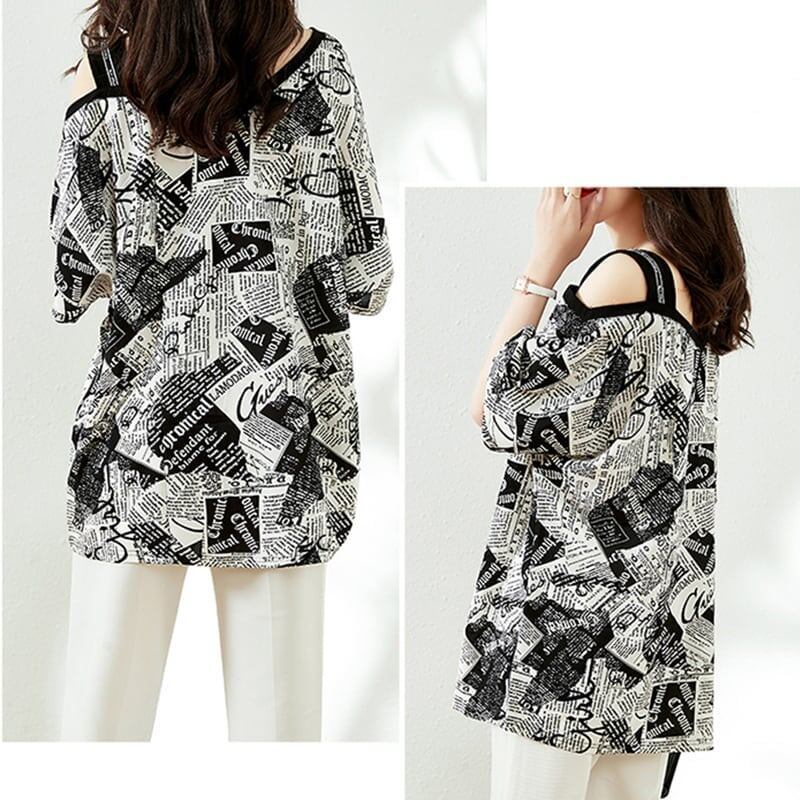 カジュアル ベアトップ お洒落 プリント Tシャツ カットソー＜S-3143＞