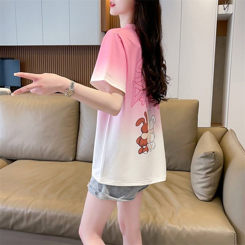 新商品 カジュアル グラデーション プリント 全3色 半袖Tシャツ<S-9214>