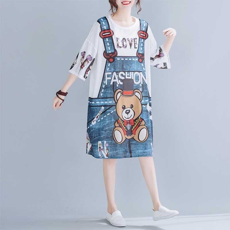 旅行Ｔシャツ 夏 レディース 膝丈 プリント 大きいサイズ ゆったりさらっと涼しい <S-656>
