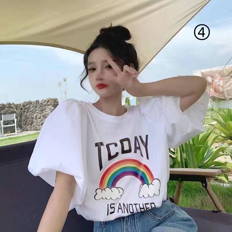 キュート プリント ファッション ゆったり 全4色 半袖 Tシャツ＜S-11521＞