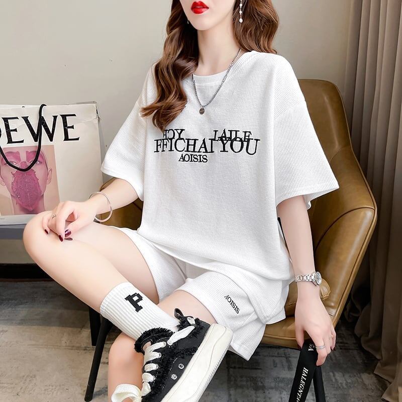 着心地抜群 切り替え 女性力を高める Tシャツ＋ショートパンツ セットアップ＜S-3553＞